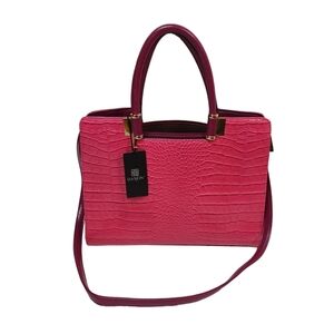 Pink Crocodile Embossed Women's Bag